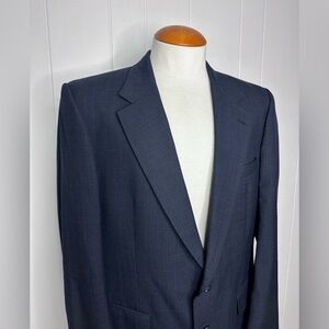Vintage Burberry Plaid Navy Wool Blazer/Suit Jacket